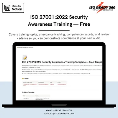 ISO 27001 Security Awareness Training Plan template — Control A.6.3