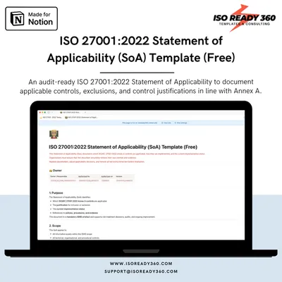 ISO 27001:2022 Statement of Applicability (SoA) template — all 93 Annex A controls